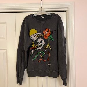 Rare Gray Diesel Sweatshirt with Skull & Eagle